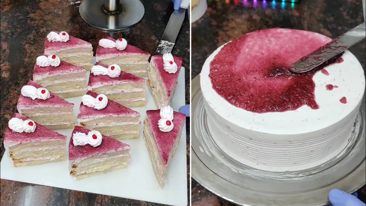 Blueberry Cake Pastry | Fresh Cream Blueberry Slice | Soft & Juicy Bakery Dessert 🫐🍰