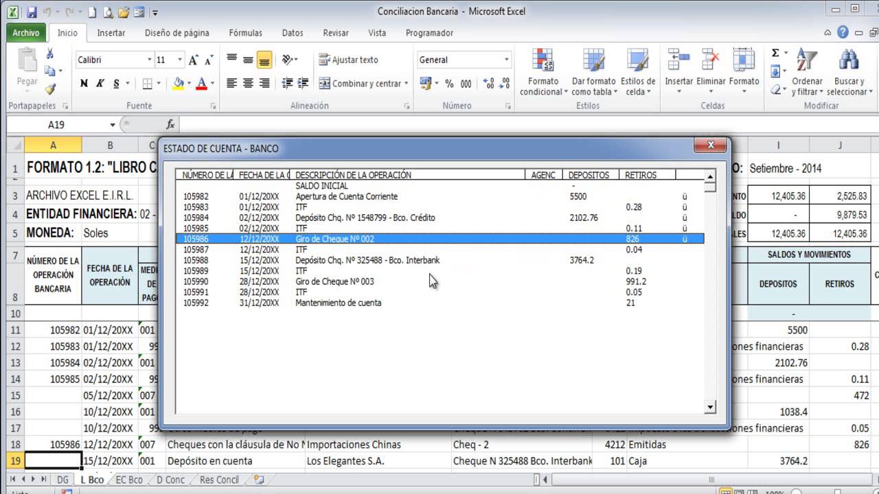 Conciliación Bancaria - Plantilla en excel