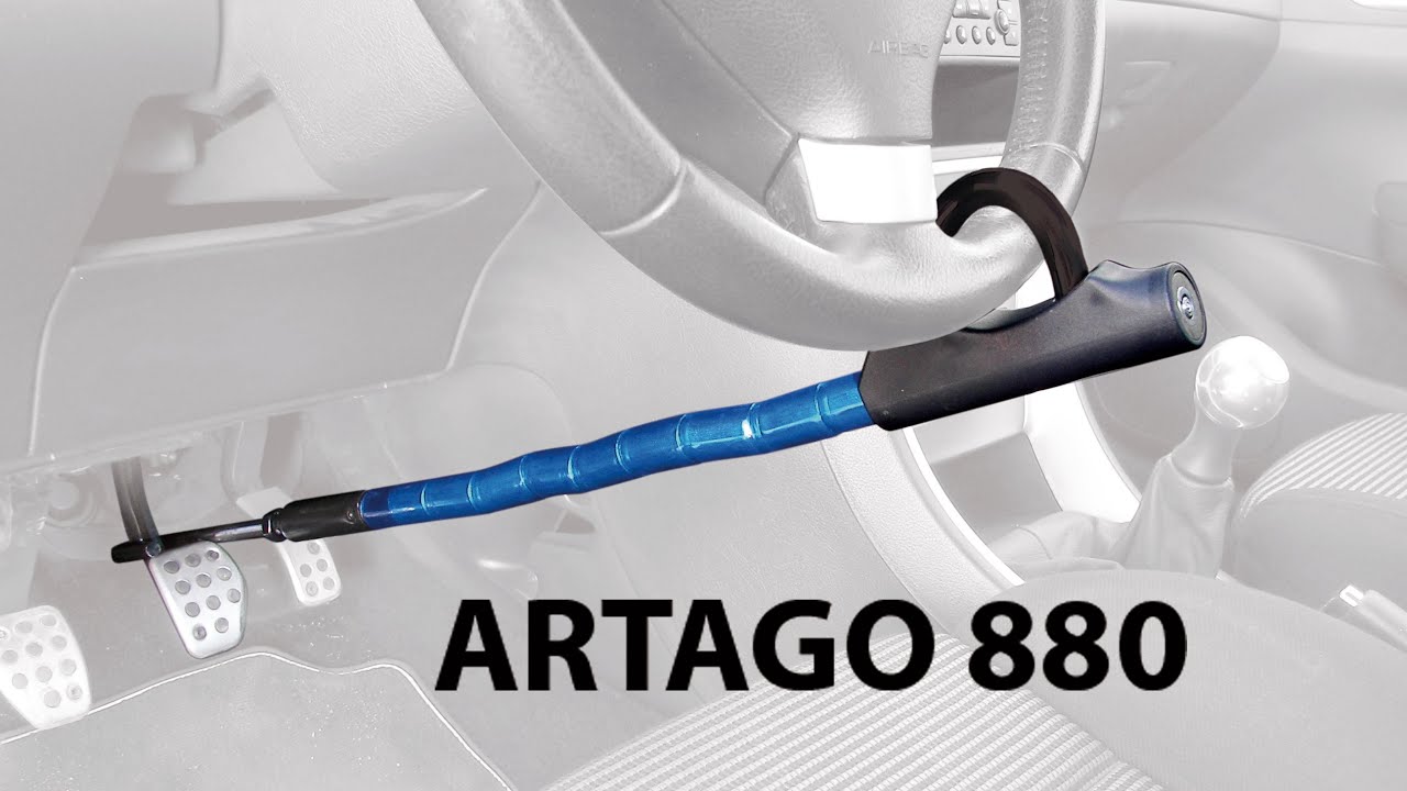Artago 880/B Antirrobo Coche, Blindaje Articulado, Volante-Pedal, Cierre Basculante, Cable de Acero.