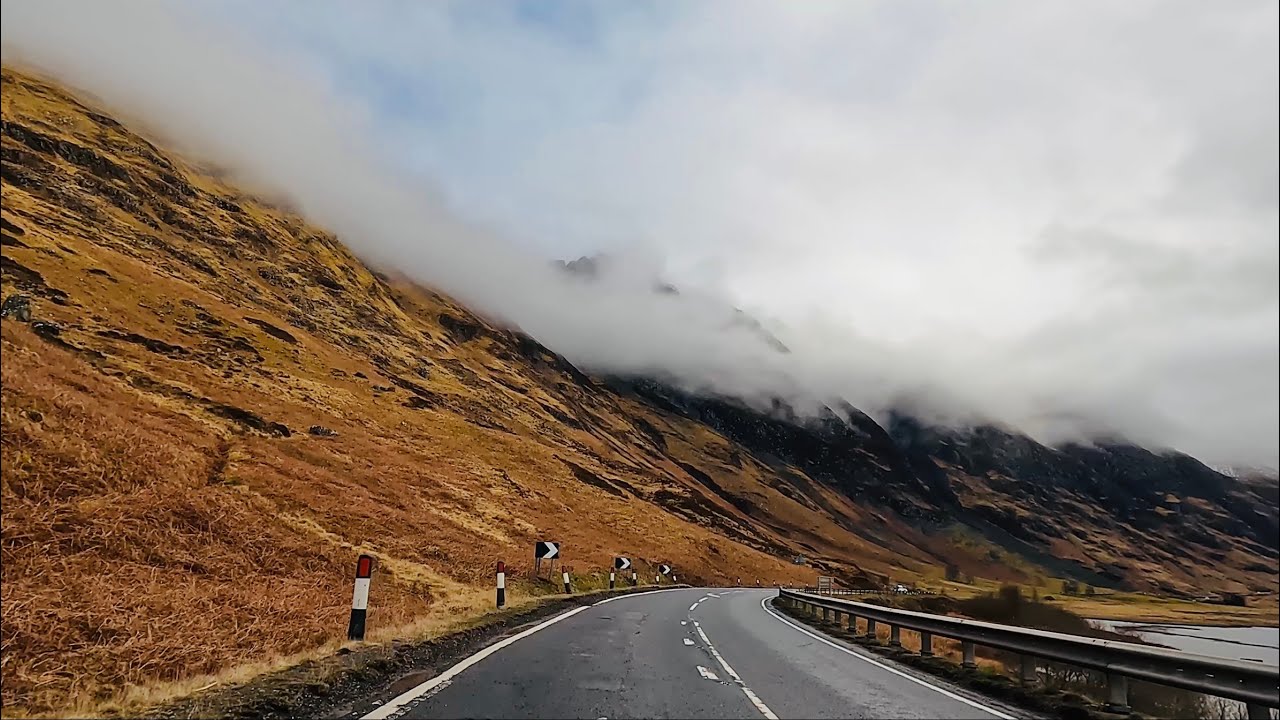 Dramatic Scottish Highland Drive | Snow, Fog, and Rain | Scenic Route of Glens and Lochs April 2023