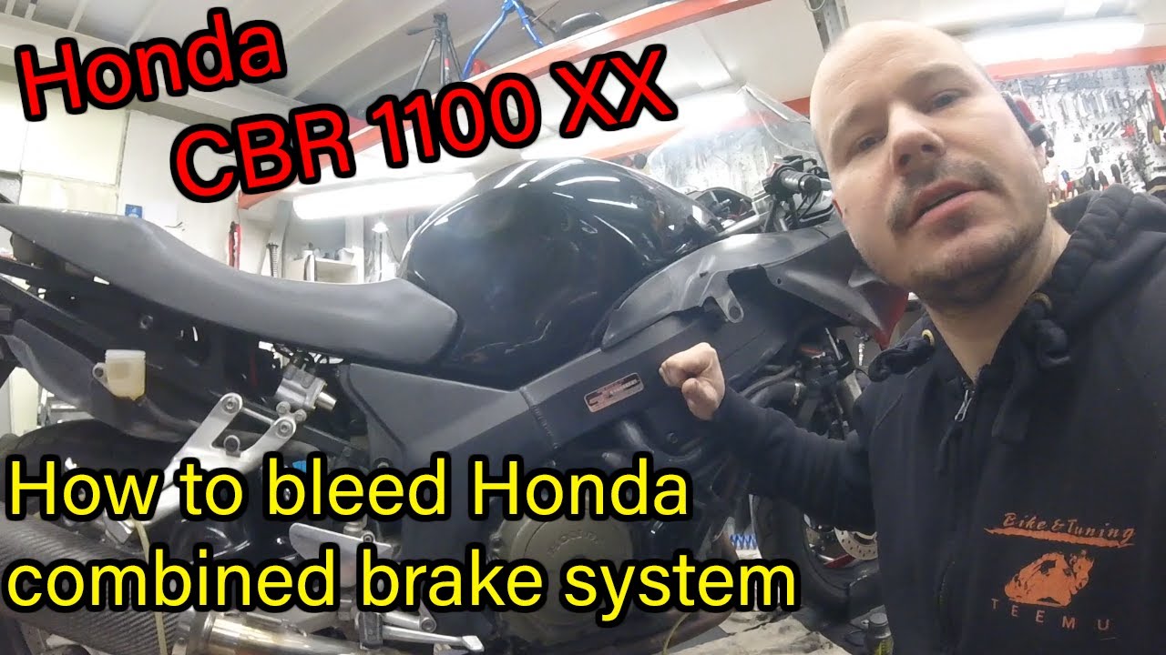 How to bleed COMBINED brakes Honda CBR1100XX, HONDA COMBINED brakes bleeding, no ABS