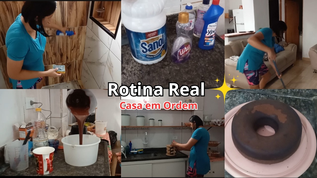 Faxina em casa + Bolo da tarde | rotina de dona de casa produtiva 
