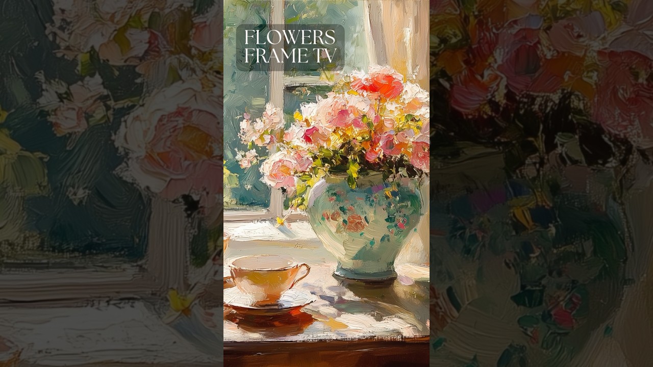 Turn your tv into a masterpiece  #tvwallpaper #oilpainting #flowers