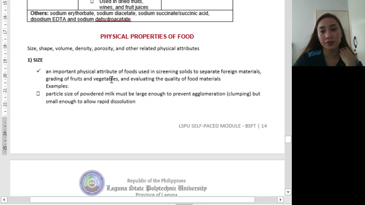 FST 222 Module 2 Part 2 Video Series | Physical Properties of Food | Jazz Serrano
