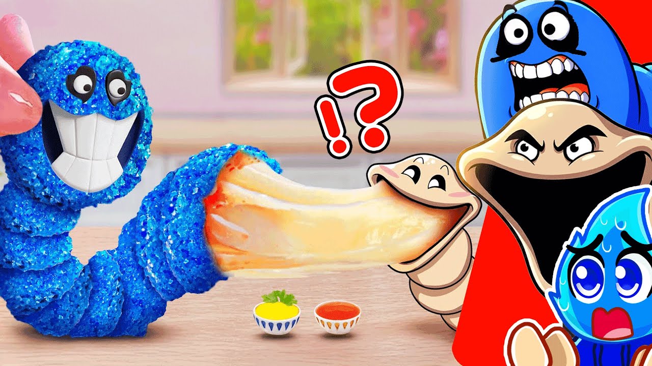 HUNGRY WORM VS SNAKE FRIED CHEESE PULL..??