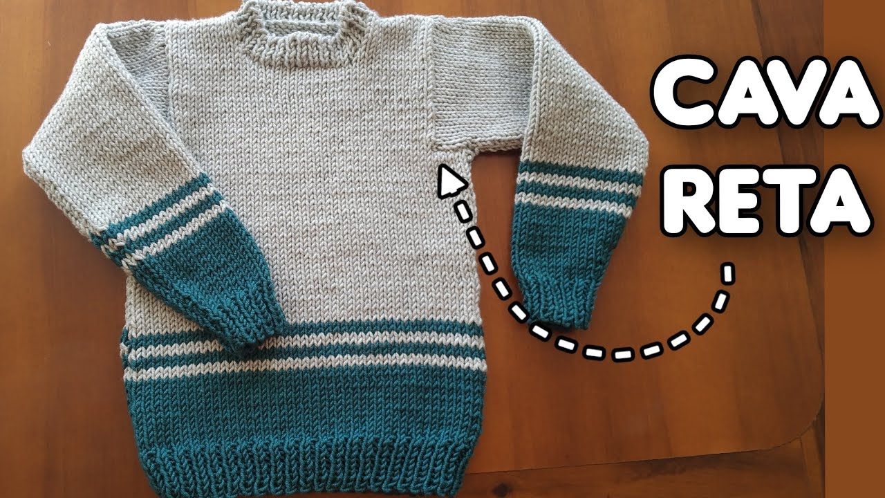 Cava reta em blusa de tricô