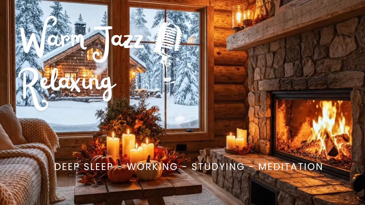 Relaxing Jazz Instrumental for Sleeping Working Studying | Cozy Winter Cabin 🔥