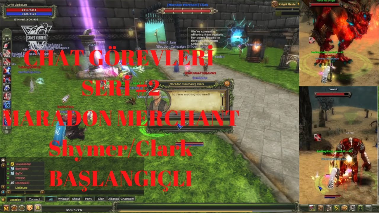 Moradon Merchant Shymer/Clark BAŞLANGIÇ (GRENDEL) CHAT GÖREVİ / KNİGHT ONLİNE CHAT GÖREVİ SERİSİ #2