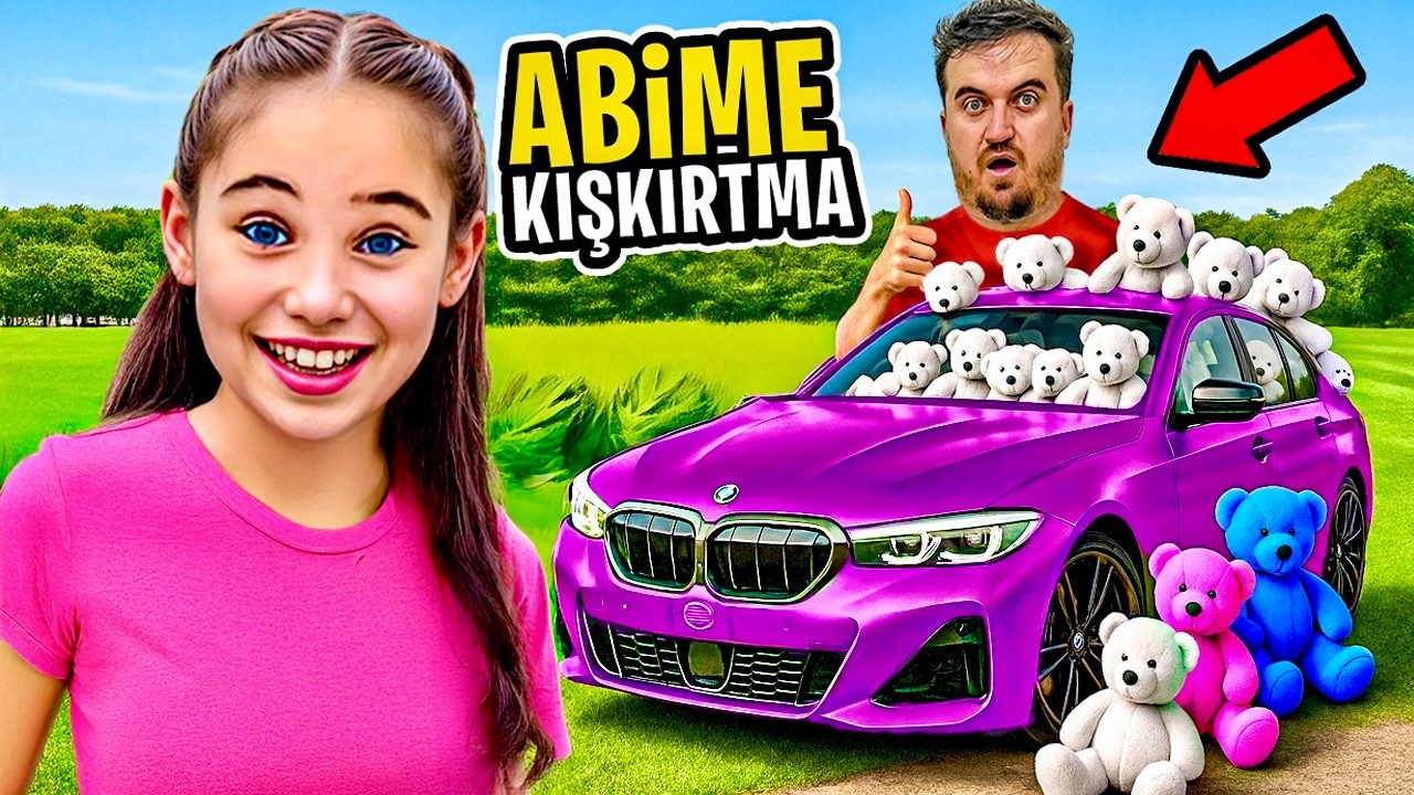 ABİMİN ARABASINI PELUŞ İLE DOLDURDUM !! ELİF SİNEM DEV KIŞKIRTMA !! 