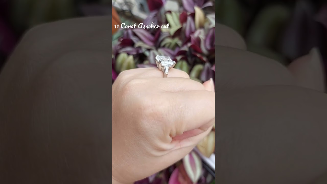 The Elizabeth Taylor Simulated Diamond Ring, 11 Carat Asscher Cut 3-stone Engagement Ring