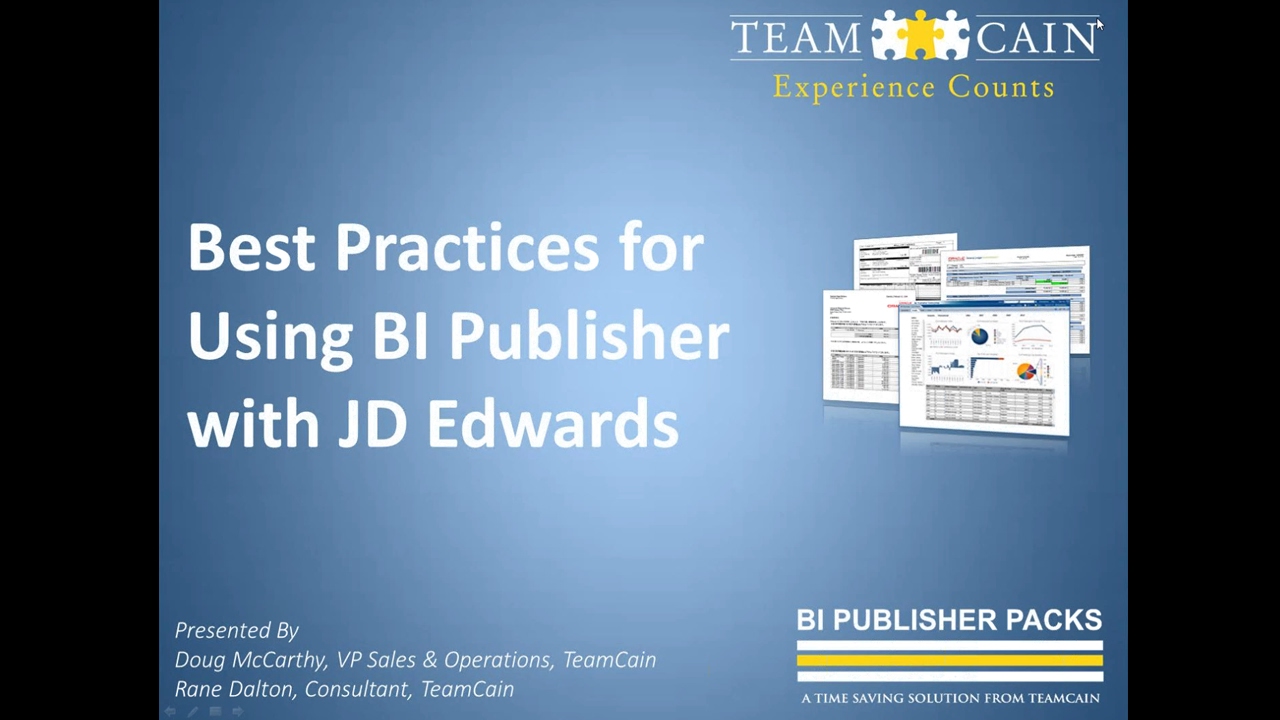 Best Practices for Using BI Publisher with JD Edward