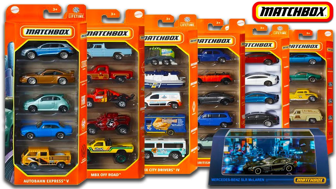 Preview - Matchbox Mercedes-Benz SLR McLaren, 5 Packs Autobahn Express V & Basics & More.