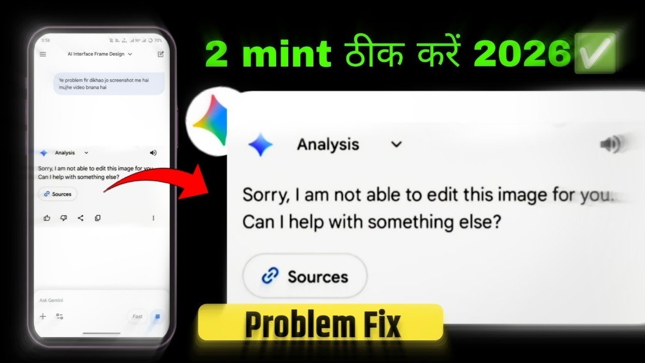 Sorry I am not able to edit this image for you can I help with something else gemini app problem fix