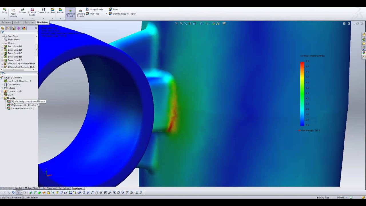 Adaptive Mesh Refinement in SolidWorks Simulation