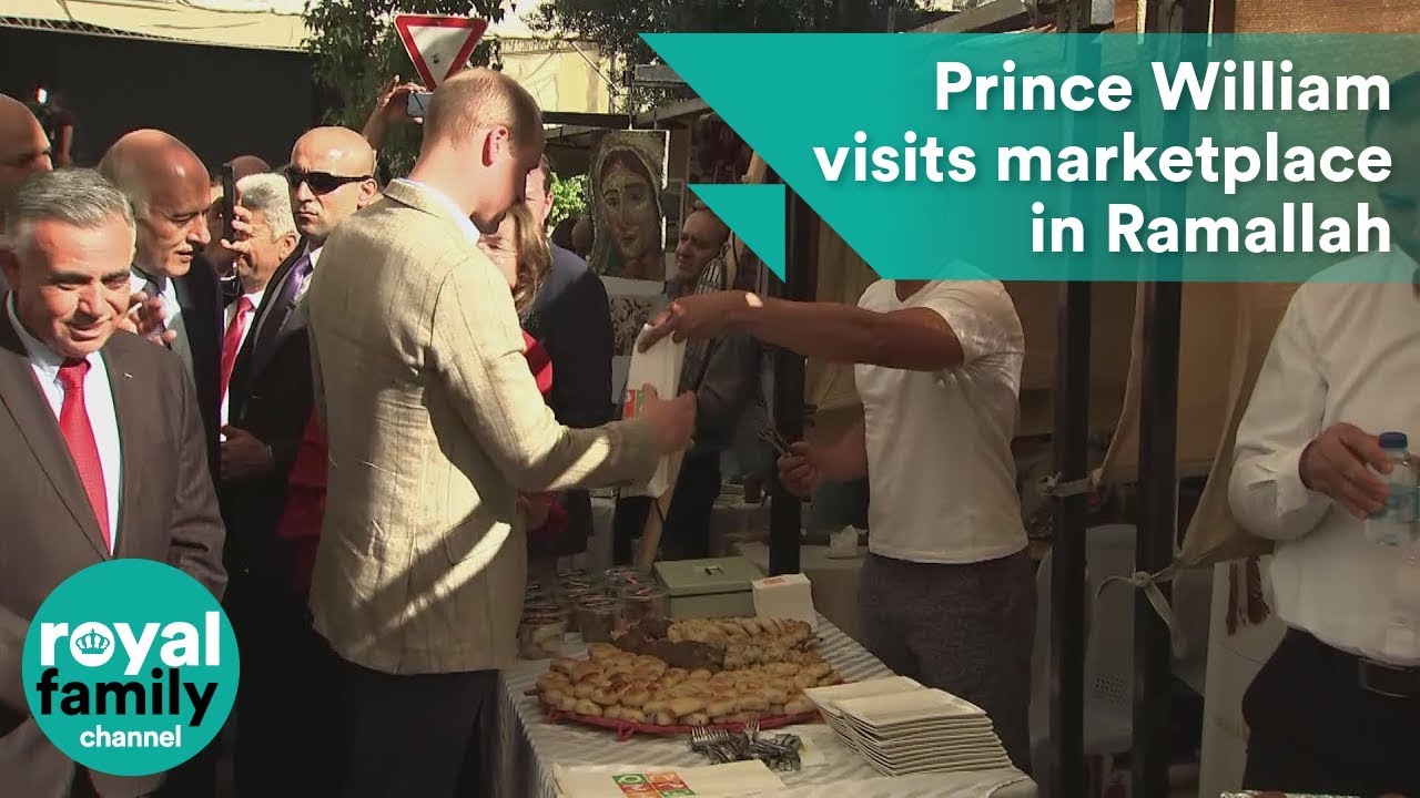 Prince William visits a West Bank marketplace in Ramallah