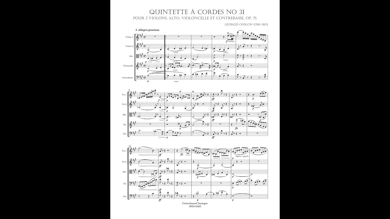 Georges Onslow &ndash; String Quintet with Double Bass (no 31)