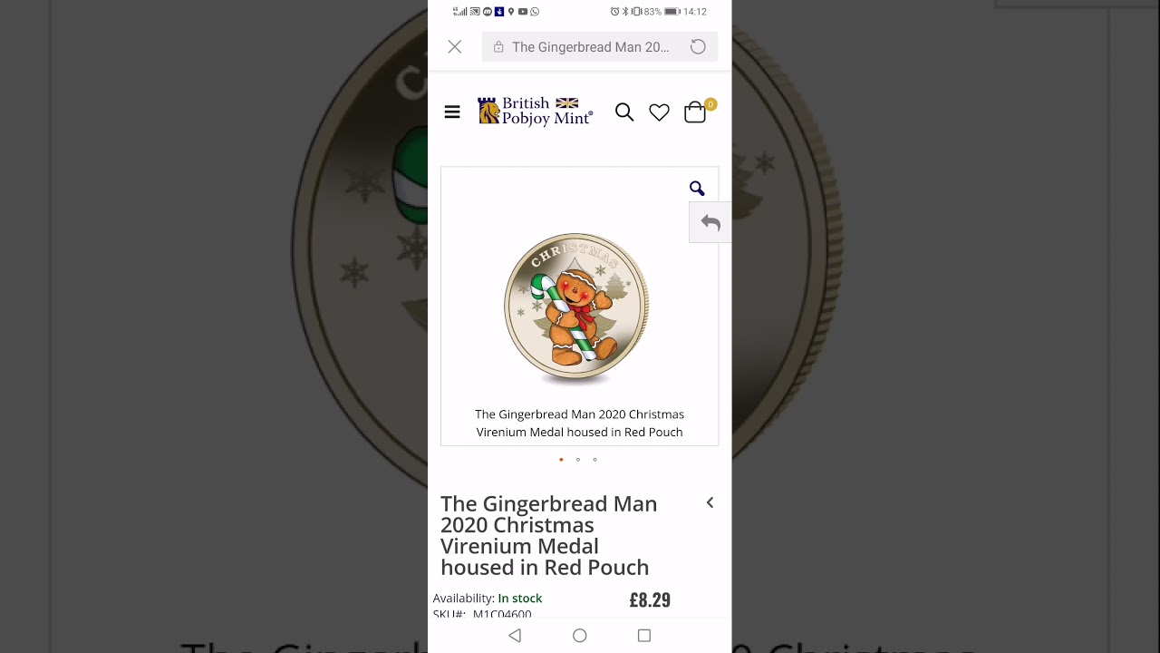 The Gingerbread Man 2020 Christmas Virenium Medal From Pobjoy Mint