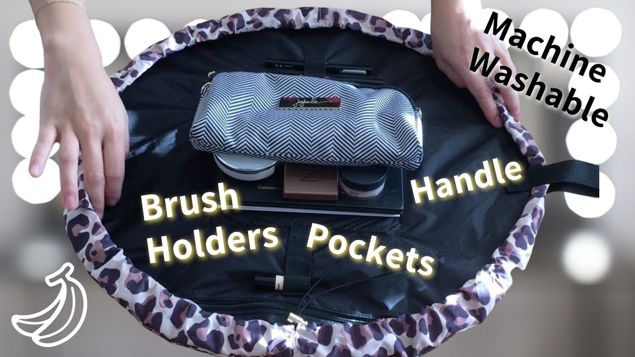 Reviewing The Flat Lay Co Lazy Drawstring Magic Makeup Bag | Best Makeup Bag for Busy Moms