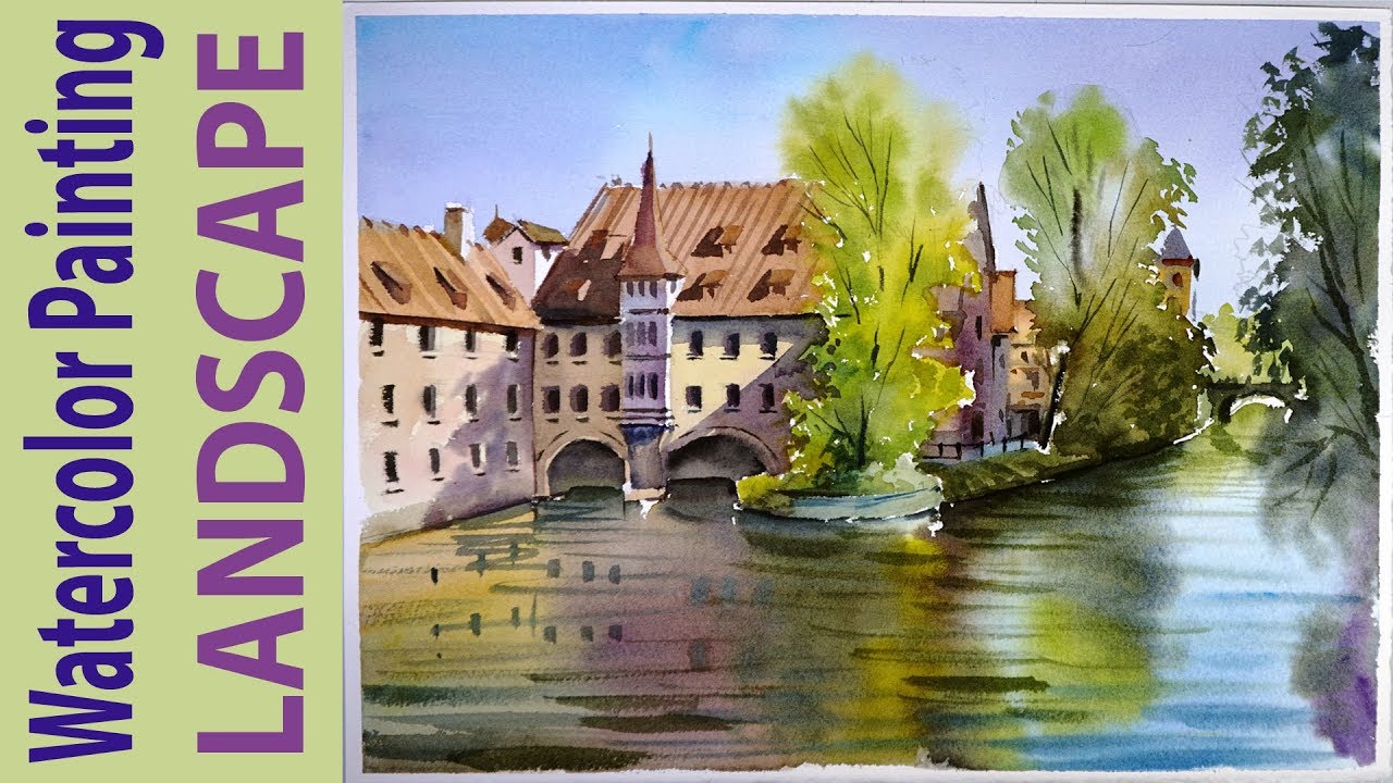 Watercolor Landscape Painting : Nuremberg Old Town