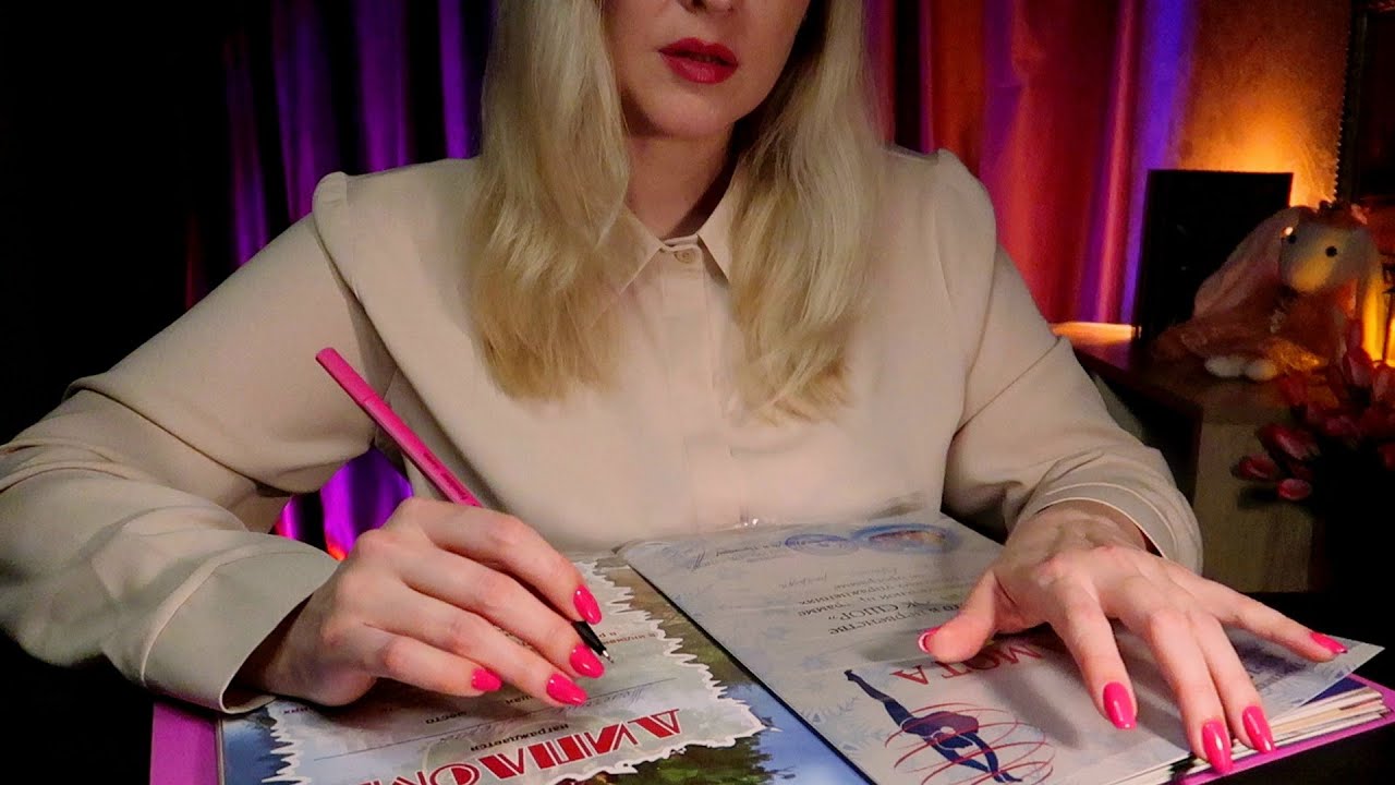 ASMR Paper Sorting 📜 Plastic Sheet Protectors 😴 Unintelligible Whisper / Listen while Study