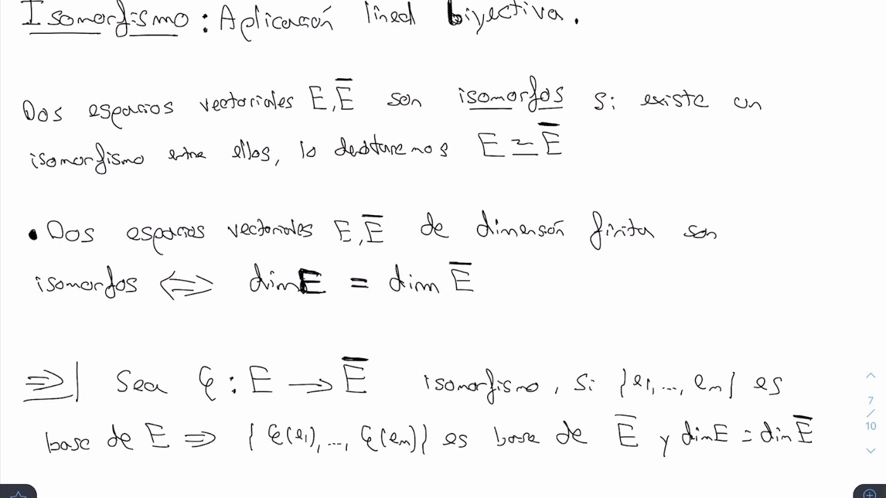 &Aacute;lgebra Lineal: 2.7 Concepto de Isomorfismo y espacios isomorfos