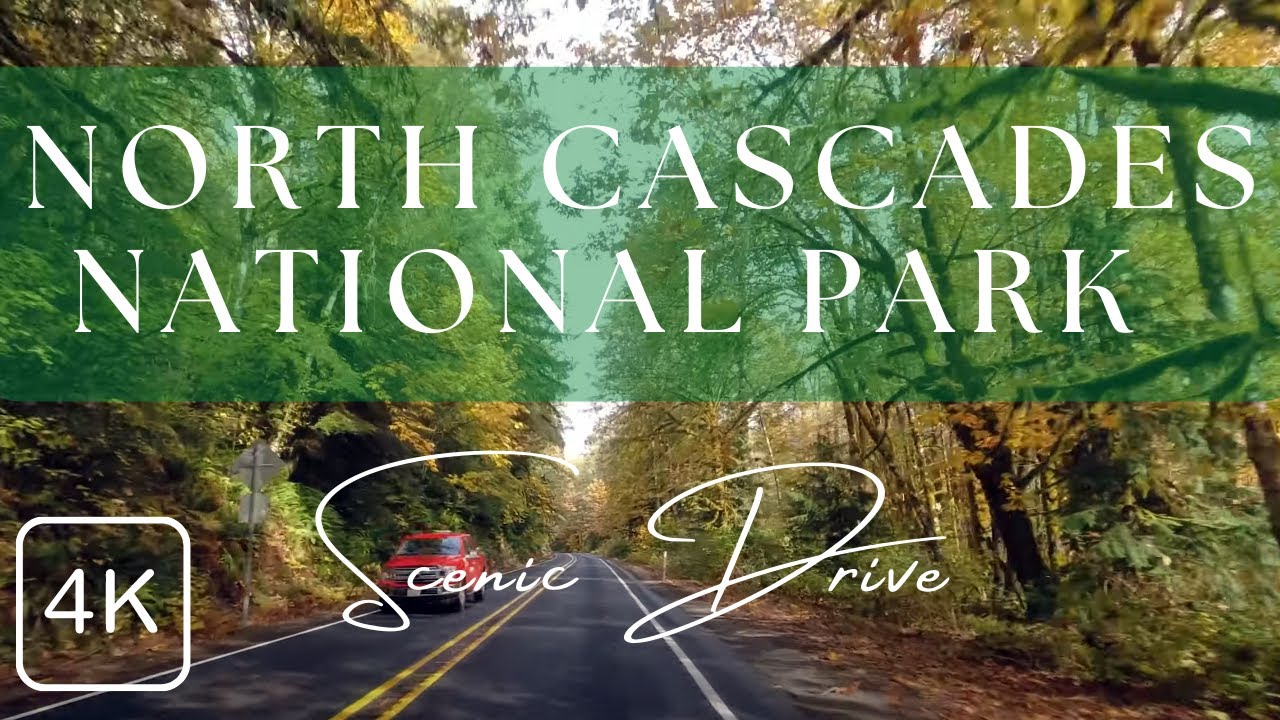 Relaxing Autumn Drive at the North Cascades National Park, from Marblemount to Lake Diablo in 4K