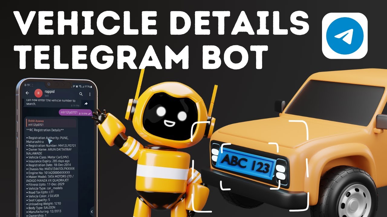 RC Vehicle Registration Details Telegram Bot 🚗 RTO API 🔍 Vehicle owner details API 🌐 Rappid