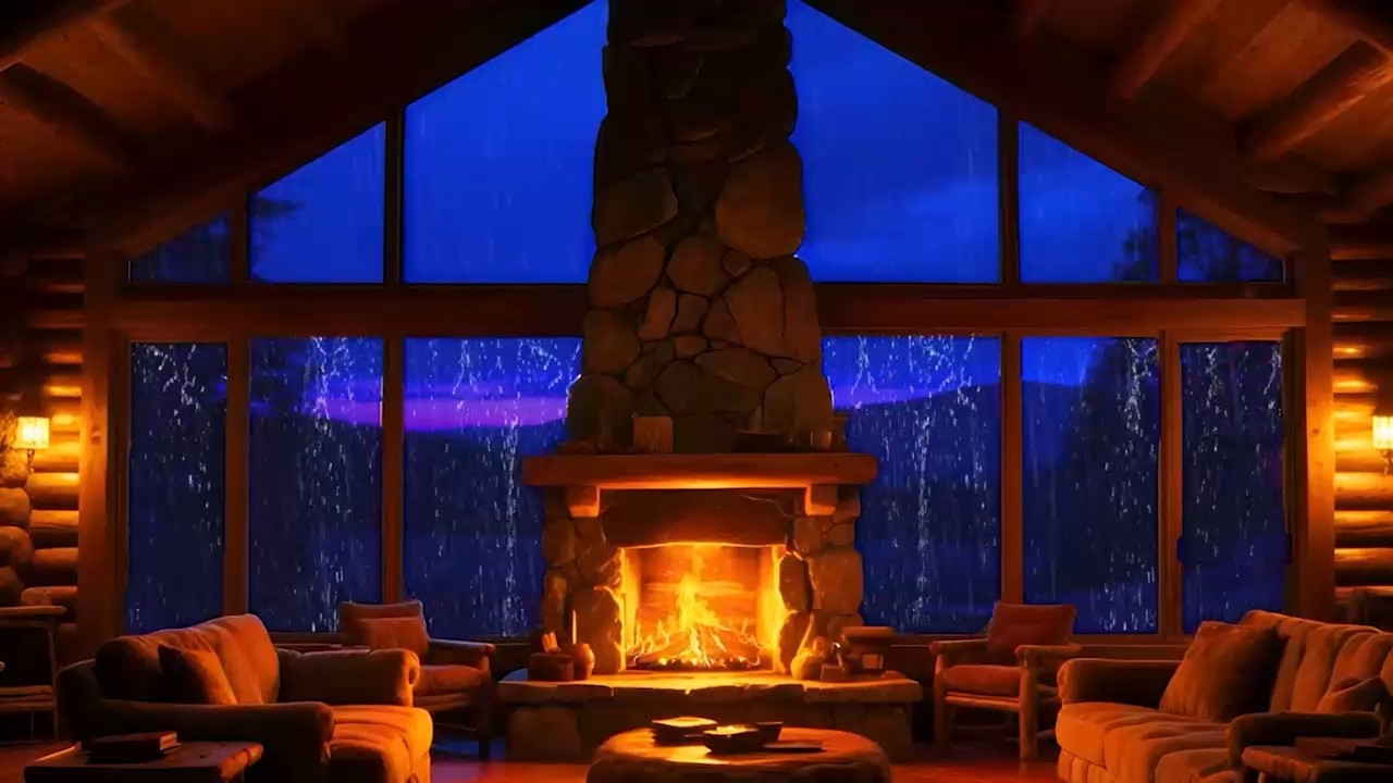🔴 LIVE Rain Sounds for Sleep 🌧🔥 | Cozy Cabin Fireplace Ambience