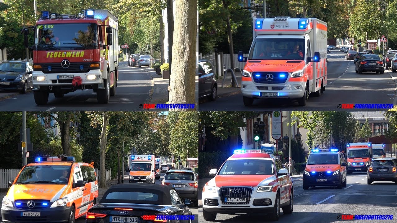 [Verkehrsunfall mit Bus] MANV 25 Rettungsdienstübung in Bad Soden am Taunus