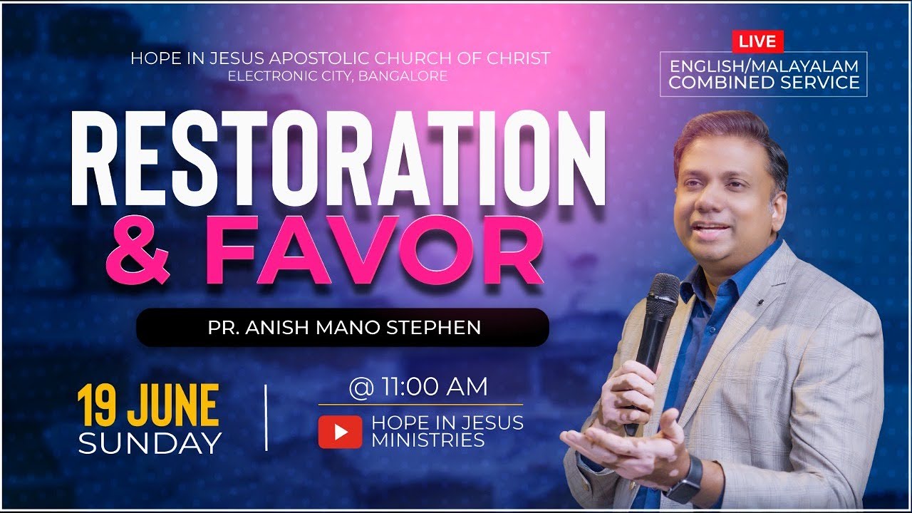 🔴 LIVE  Sunday Service || RESTORATION & FAVOR || Pr Anish Mano Stephen