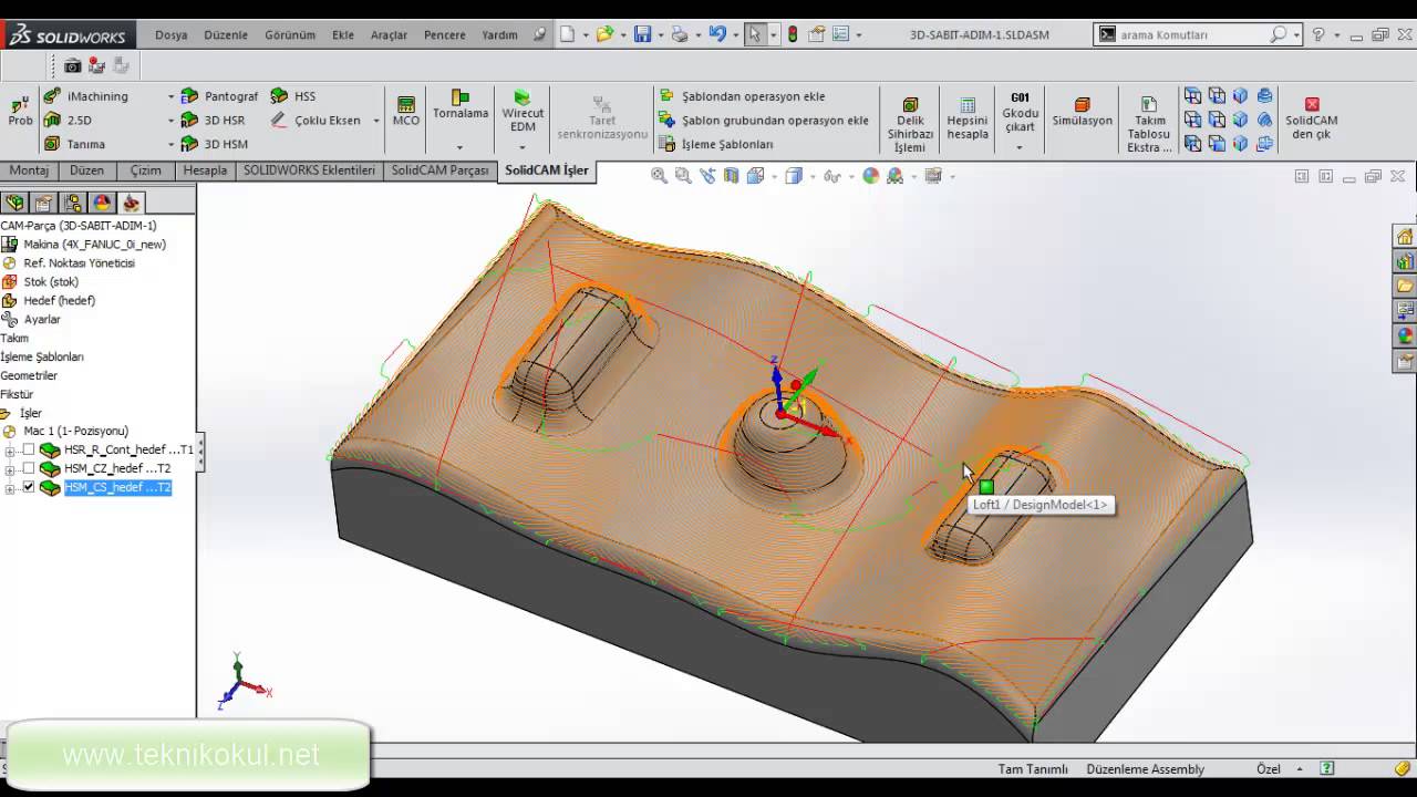 Solidcam Milling 3D Sabit Adım İşleme