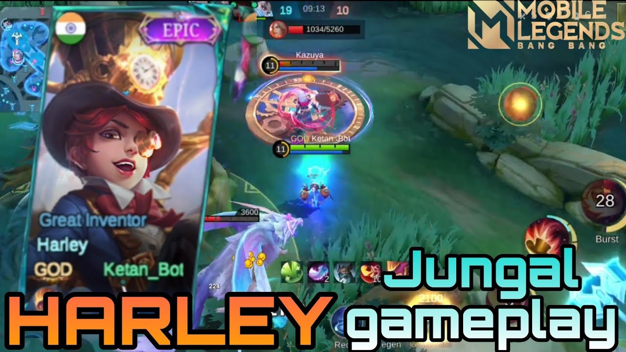 MLBB Harley Jungle Gameplay |  Burst Damage Mage 🔥🎩✨