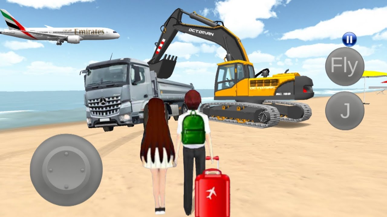 New Heavy Excavator loading sand in Dump Truck in Beach - 3D Driving Class Gameplay Video 2026
