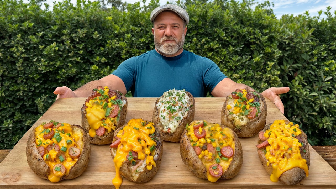 Grilled Kumpir Stuffed with 10 Toppings Cooked Outdoors