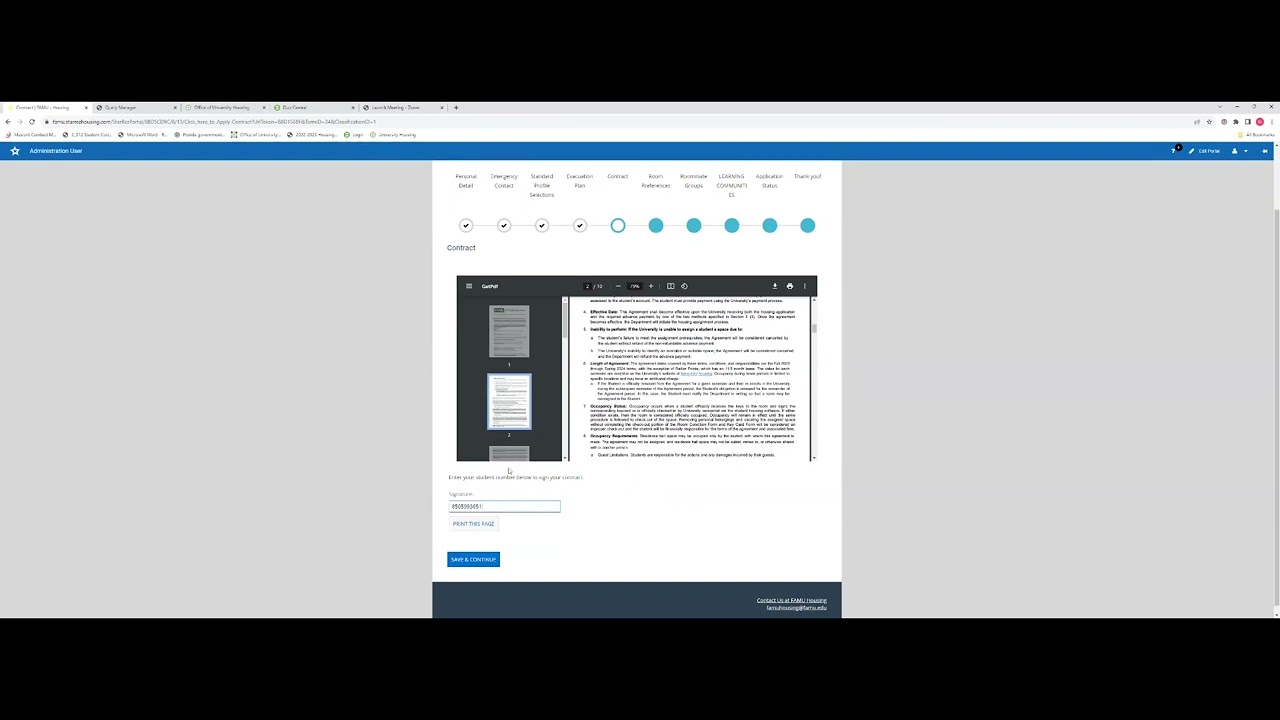 Housing Application Instruction Link