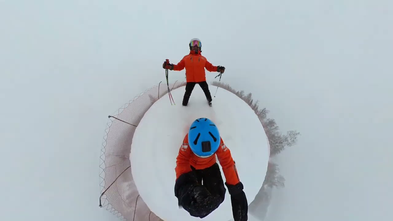 skiing with friend