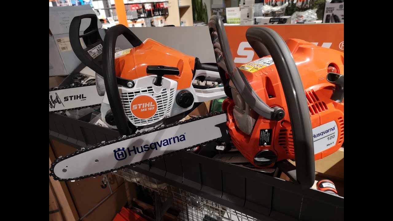 Vergleich zwischen der Stihl Benzin-Motorsäge MS 162 und der Husqvarna Benzin-Motorsäge 120 II