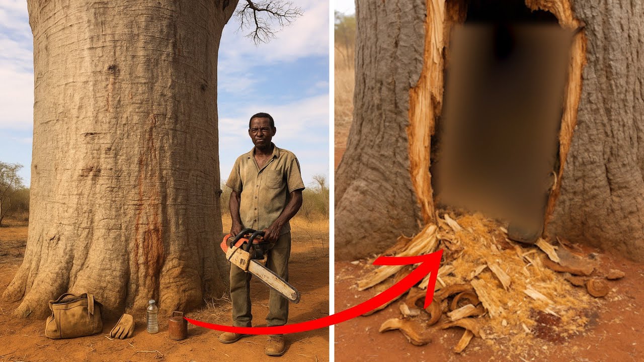 [Full Story] Logger Cut Into Baobab Tree, What Was Inside Made Him Call the Military