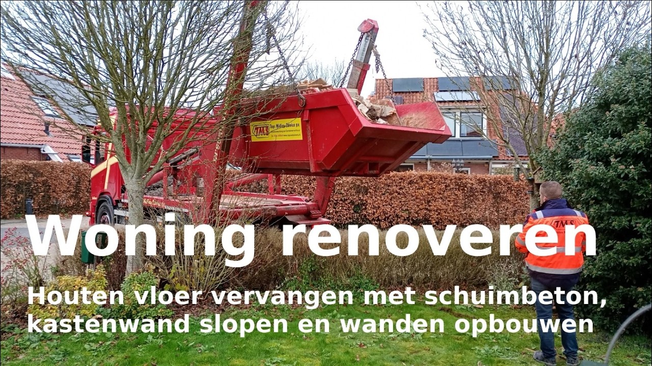 Renovatie woning houten vloer vervangen met schuimbeton