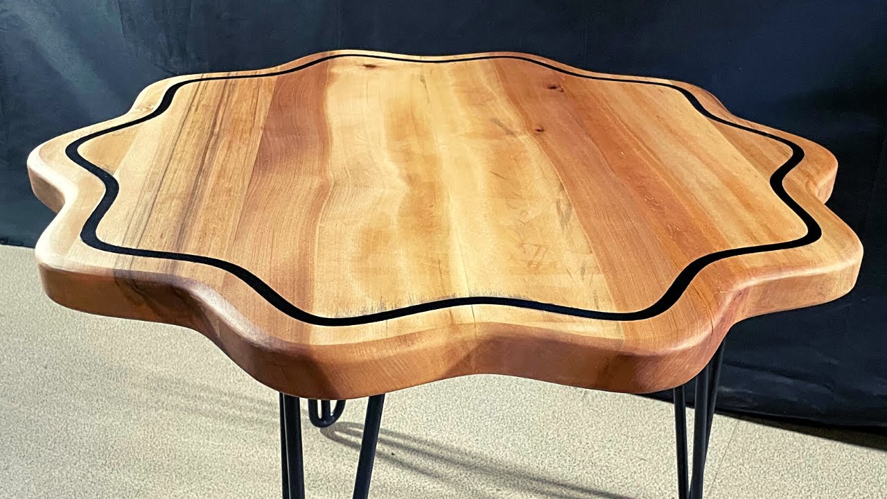 Flower shaped coffee table out of Red Gum wood - Red Gum #shapermade