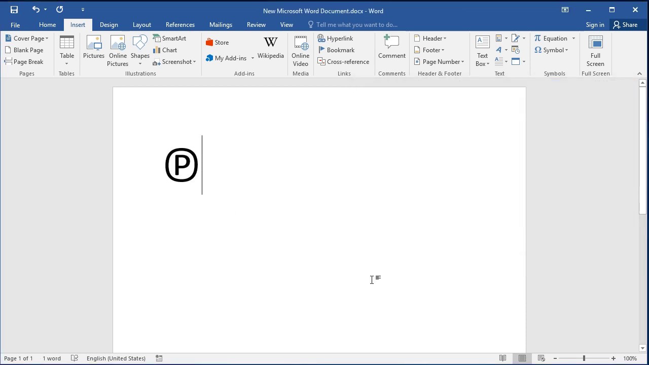 How to type sound recording copyright symbol in Word
