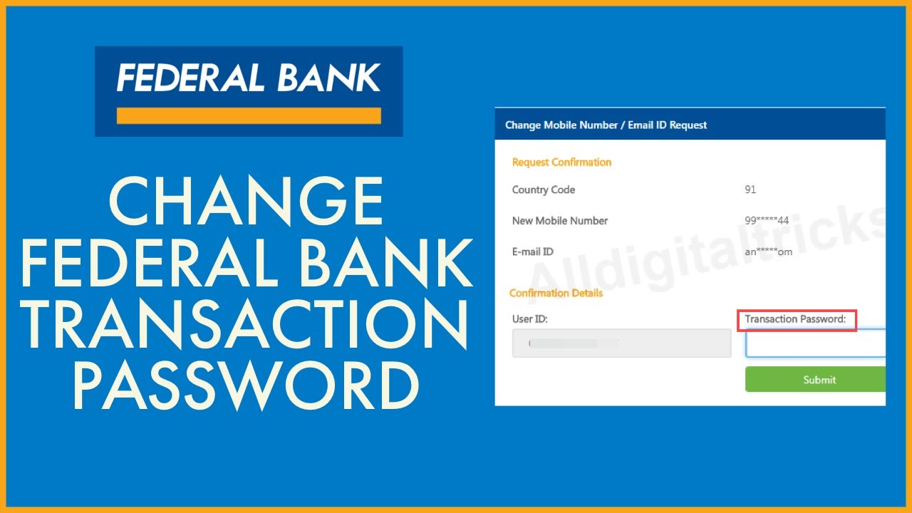How to Change Transaction Password of Federal Bank Online Account 2022