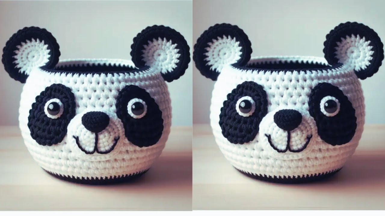 💥🐼💯AMAZING⚡CROCHET DESIGN 🐼 💯PANDA SHAPE BASKET MAKING TUTORIAL VERY EASY