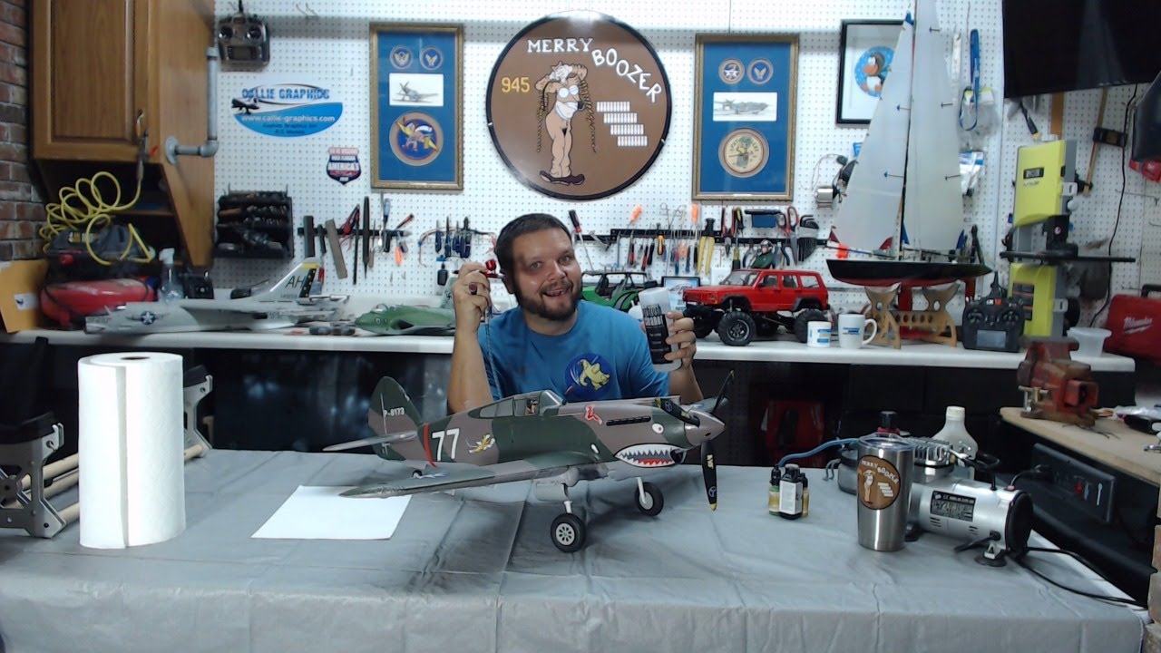 SLINGING PAINT!! Airbrushing our FMS 980MM P-40.