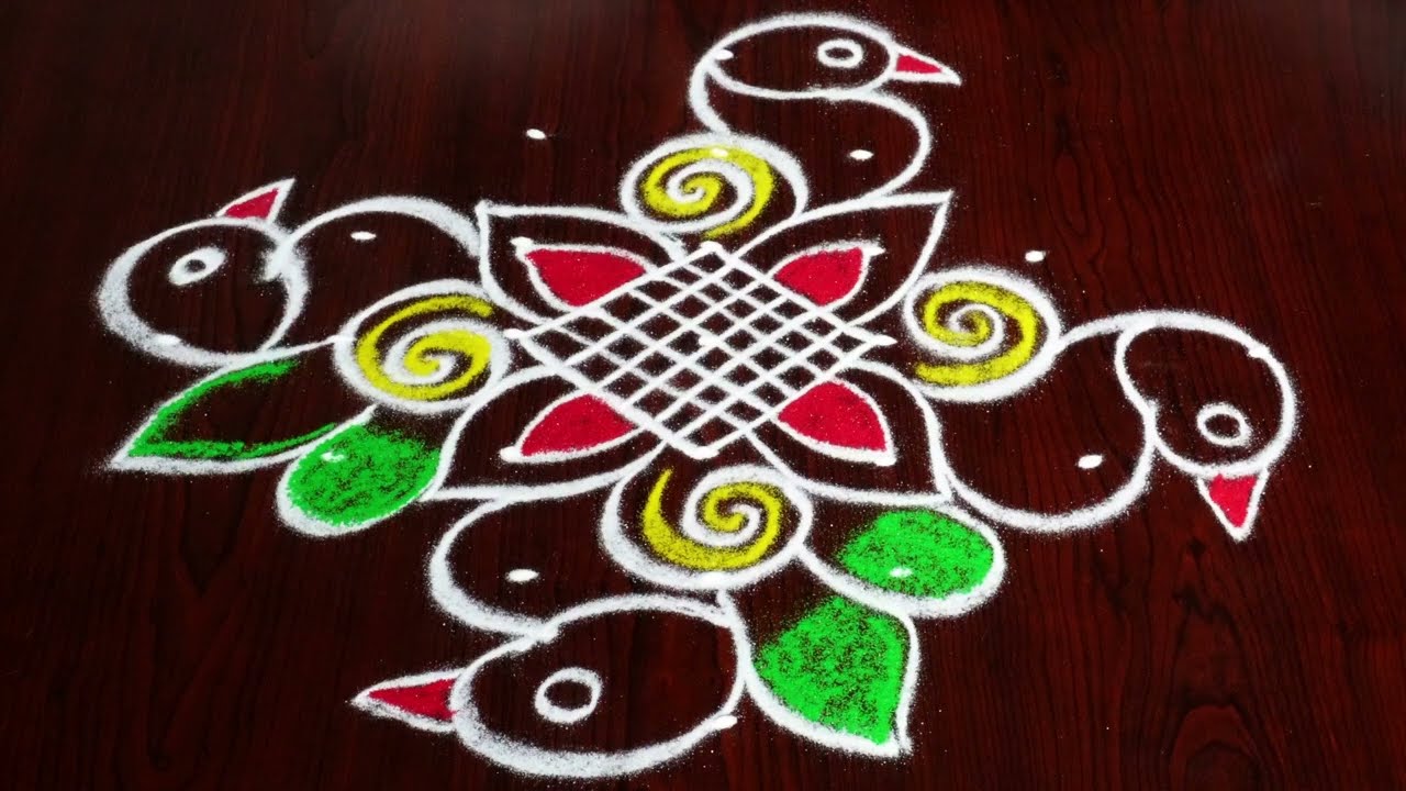 Simple rangoli || birds rangoli || rangoli ||