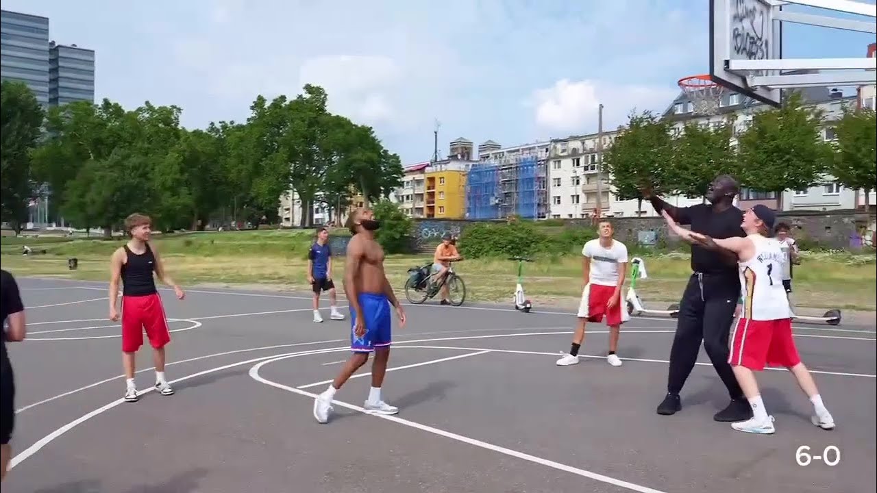 NBA GREAT SHAQ PLAYING WITH SOME RANDOM FANS ON THE OUTDOOR COURT IN COLOGNE, GERMANY