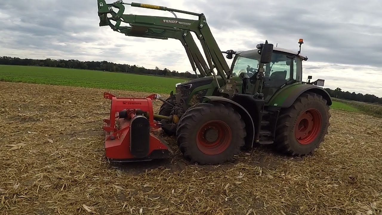 Cab View Fendt Vario 616 | Tehnos MU 300 MB 220 Mulching maize stubble | POV | Part 1