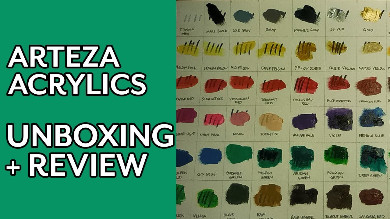 ACRYLIC PAINT UNBOXING + SWATCHING | ARTEZA Acrylic Paint Review - Part 1