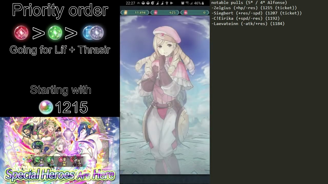 Fire Emblem Heroes - pulling for Lif + Thrasir (2021-02-06)