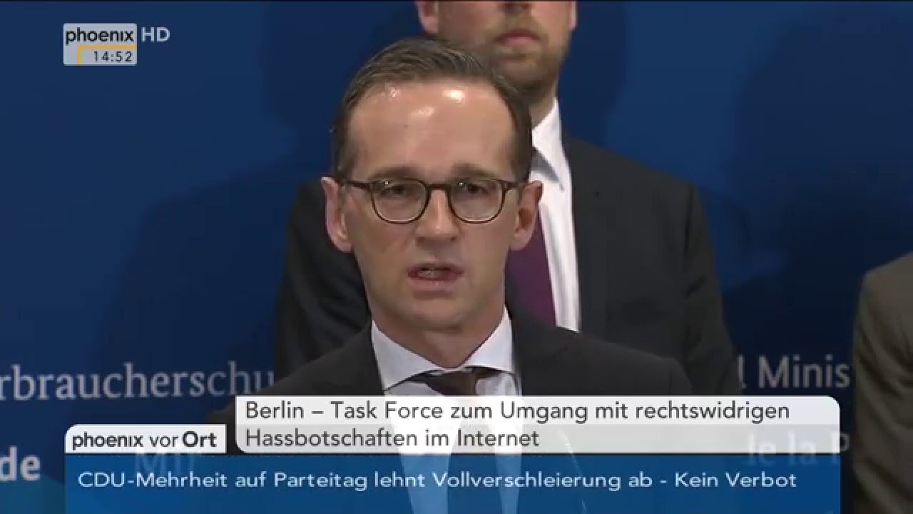 Hassbotschaften im Internet: Heiko Maas stellt  Task Force vor am 15.11.2015